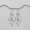 925 Sterling Silver Two Tone Twist Drop/Hook Earrings with Pink Ball