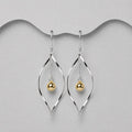 925 Sterling Silver Two Tone Twist Drop/Hook Earrings with Yellow Ball