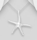 925 Sterling Silver Handcrafted Matte Starfish Pendant with Chain - Modern Design