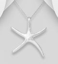 925 Sterling Silver Hand Crafted Large Matte Starfish Pendant & Chain