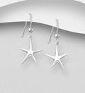 925 Sterling Silver Polished Starfish Hook/Drop Earrings