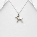 925 Sterling Silver & Enamel Cute Dalmatian Dog Pendant & Chain