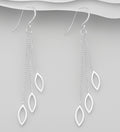 925 Sterling Silver Triple Marquise Design Drops Suspended on A box Chain Hook/Drop Earrings