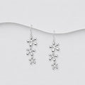 Solid 925 Sterling Silver Cascade Flower Hook Drop Earrings