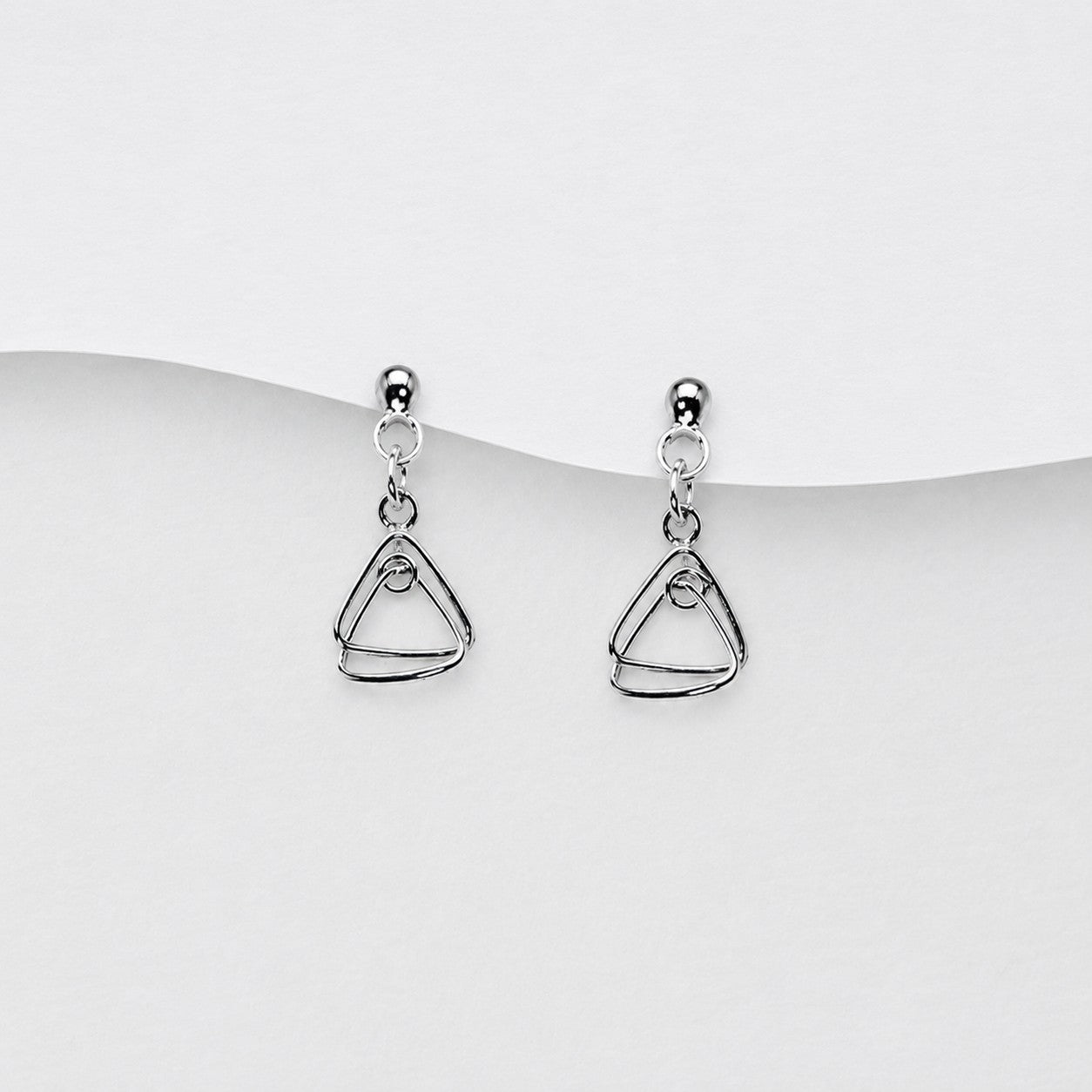 925 Sterling Silver Glamorous Open Triangle Duo Suspended Drop Earrings — Exclusive