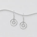925 Sterling Silver Charming Suspended Hoop Earrings With Sunflower Drop