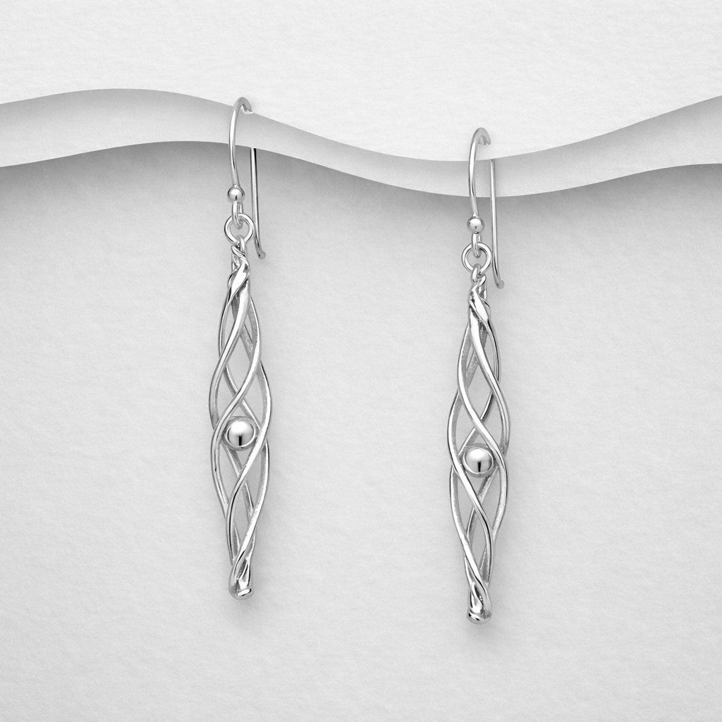 925 Sterling Silver Hand Crafted Twisted Wire Enclosed Balls Earrings — Exclusive