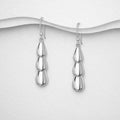 925 Sterling Silver Hand Crafted Polished Drop Earrings — Three Pear Shaped Hinged Discs — Exclusive