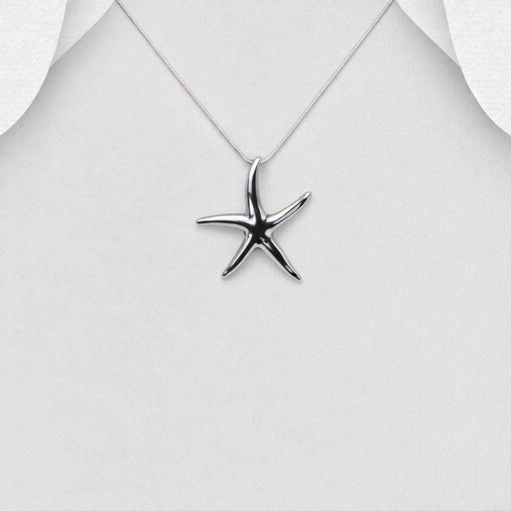 Solid 925Sterling Silver Hand Crafted Starfish Pendant & Chain
