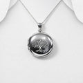 925 Sterling Silver Locket & Chain Engraved with A Tree of Life Symbol