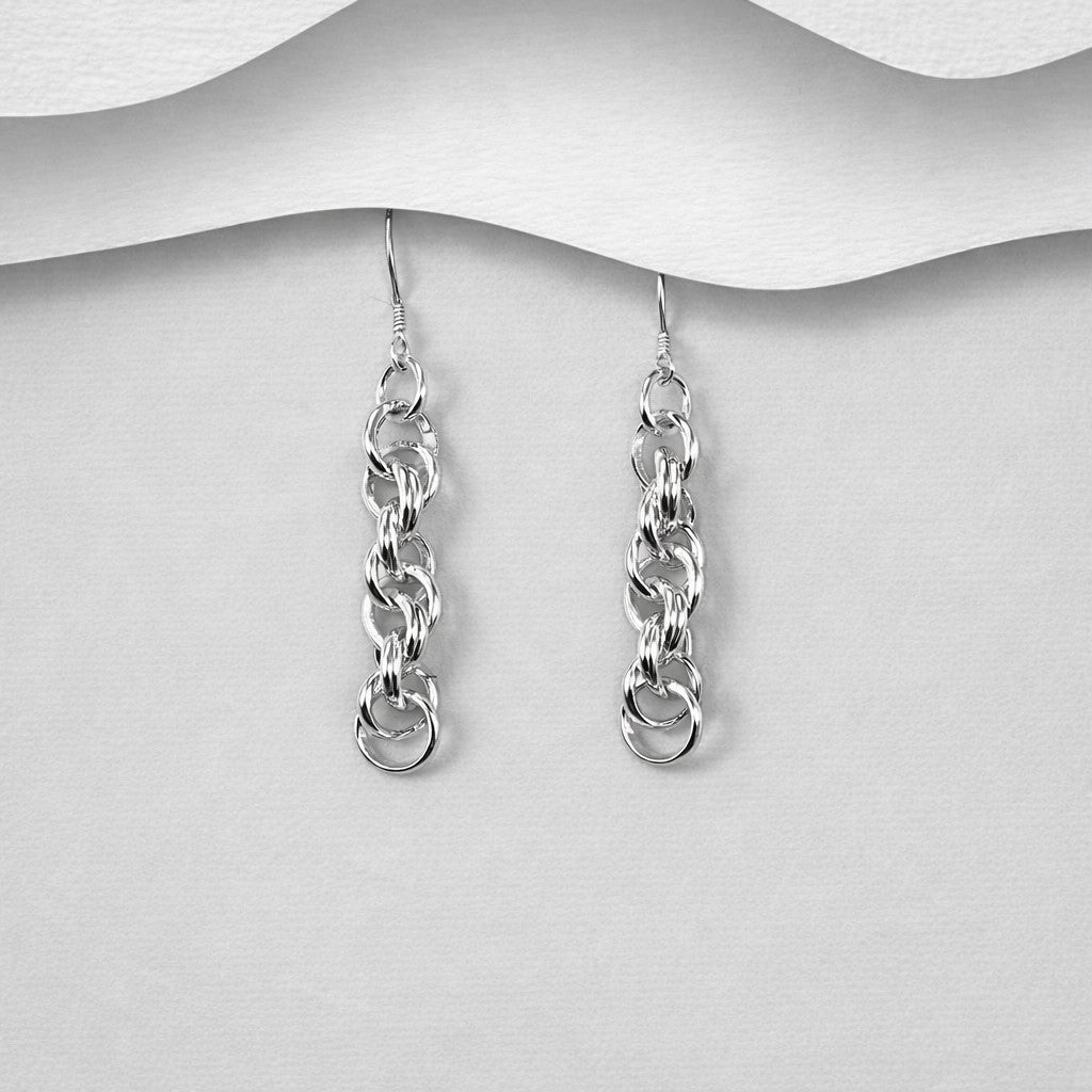 925 Sterling Silver Belcher Chain Drop/Hook Earrings