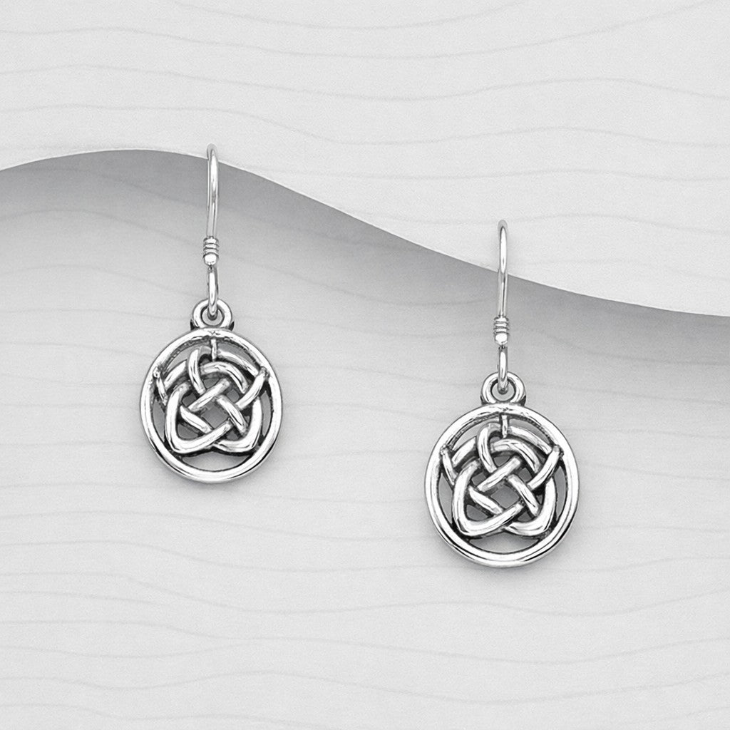 Solid Hand Crafted 925 Celtic Knot Drop/Hook Earrings