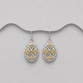 Handcrafted Filigree Oval 925 Sterling Silver Drop/Hook Earrings
