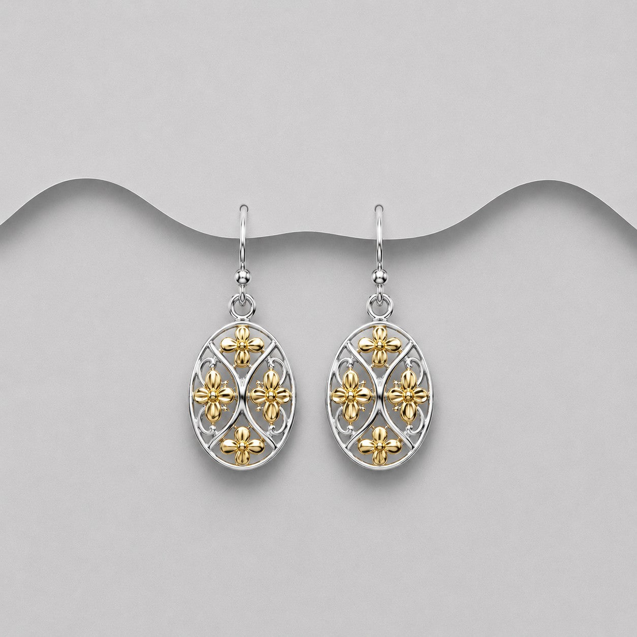 Handcrafted Filigree Oval 925 Sterling Silver Drop/Hook Earrings