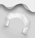 925 Sterling Silver Handcrafted Hammered Finish Cuff Bangle — 35g