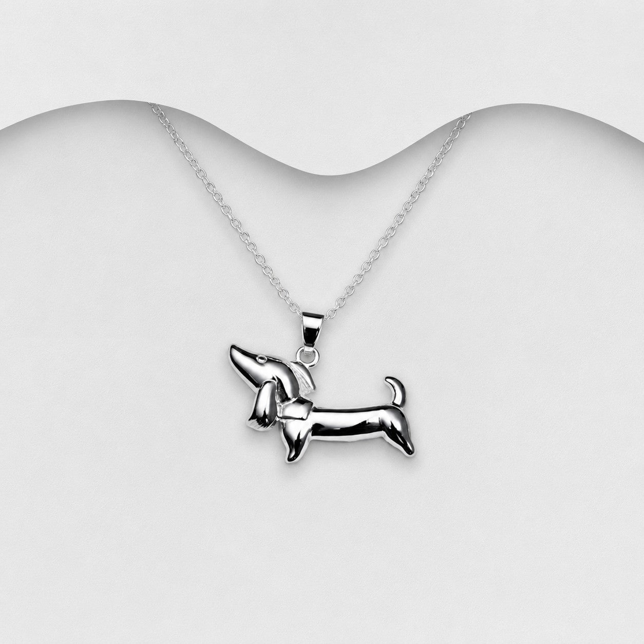 925 Sterling Silver Handcrafted Dachshund Pendant & Chain
