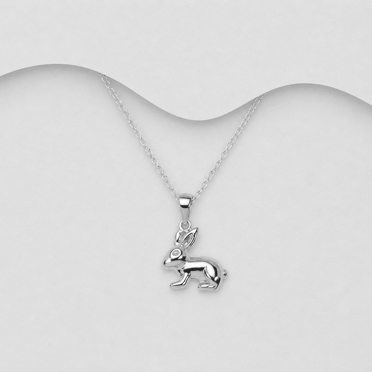 925 Sterling Silver Bunny Rabbit Pendant & Chain