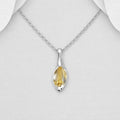 925 Sterling Silver Flower Pendant & Chain - With 18ct Gold