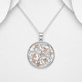 Handcrafted 925 Sterling Silver Two Tone Pink Gold Flower of Life Pendant & Chain