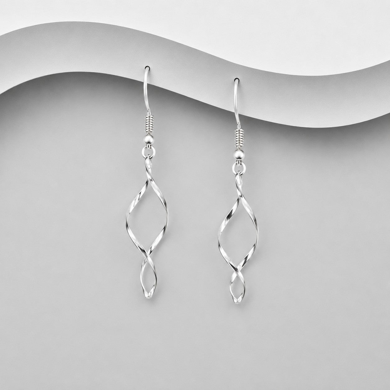 925 Sterling Silver Small Twist Drop/Hook Earrings
