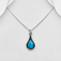 925 Sterling Silver Teardrop Pendant & Chain Decorated with Turquoise Stone