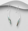 925 Sterling Silver Abstract Hook & Drop Earrings with Abalone Shell Embellishment