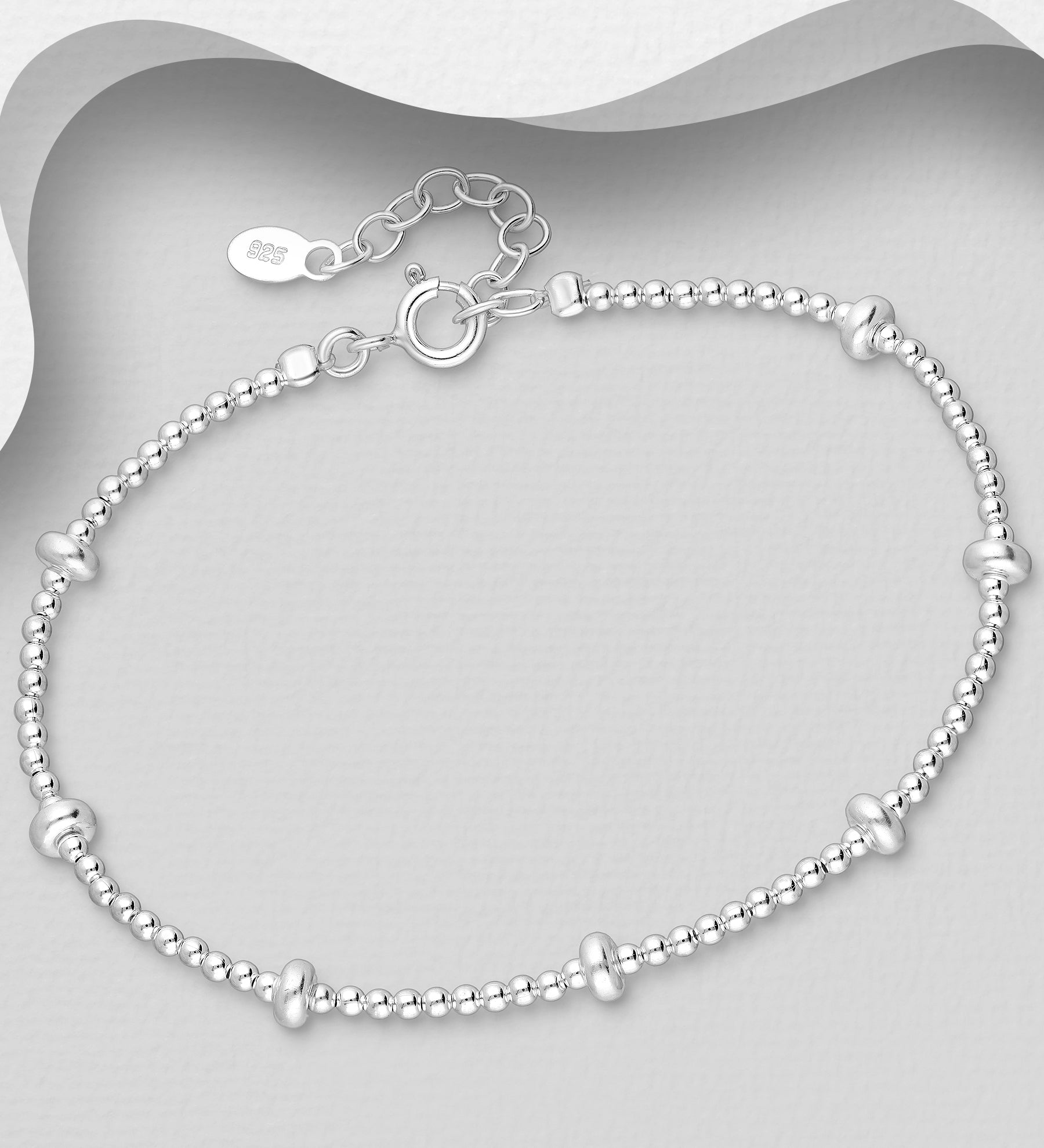 925 Sterling Silver Ball Bead Bracelet