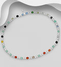 925 Sterling Silver Ball Elastic Bracelet, Beaded with Multi Quartz