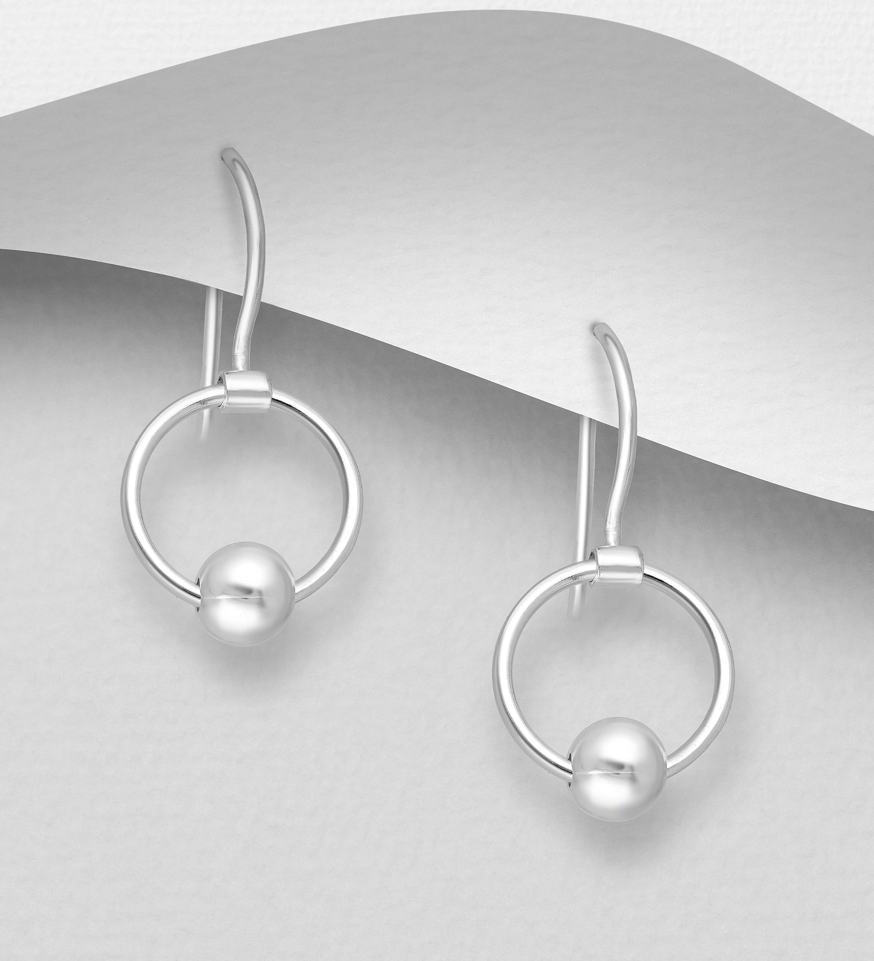 925 Sterling Silver Ball Hook Drop Earrings
