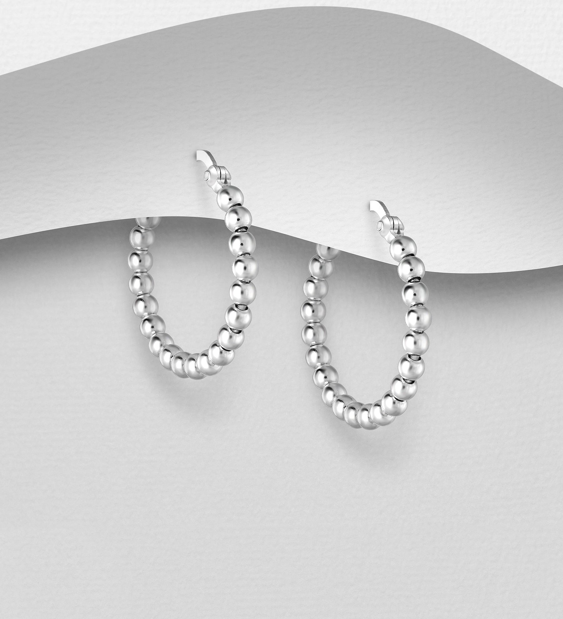 925 Sterling Silver Ball Full Hoop Earrings