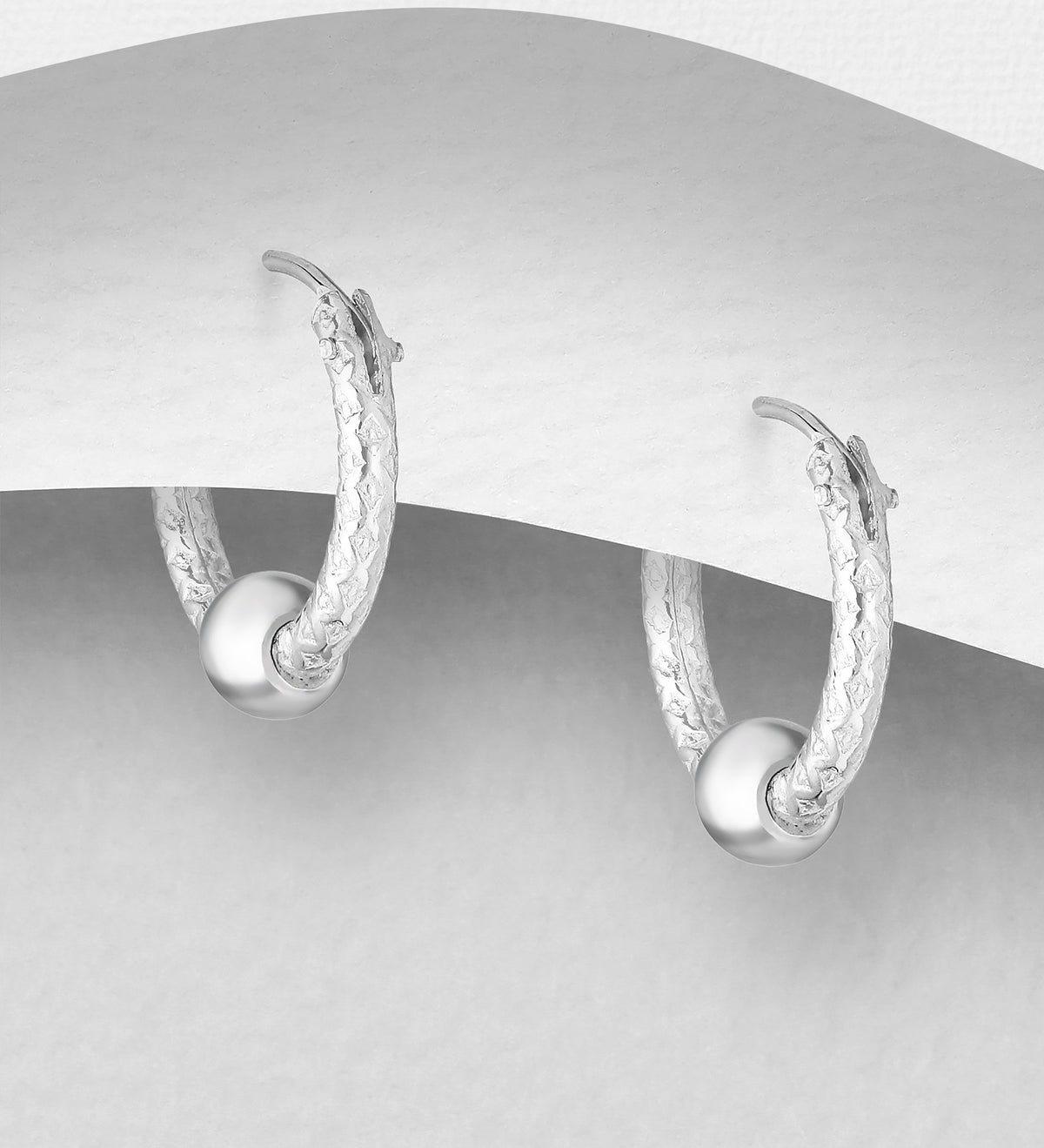 Solid 925 sterling silver ball huggie hoop earrings
