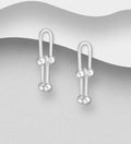 Modern 925 sterling silver elongated ball drop earrings with push-back fittings
