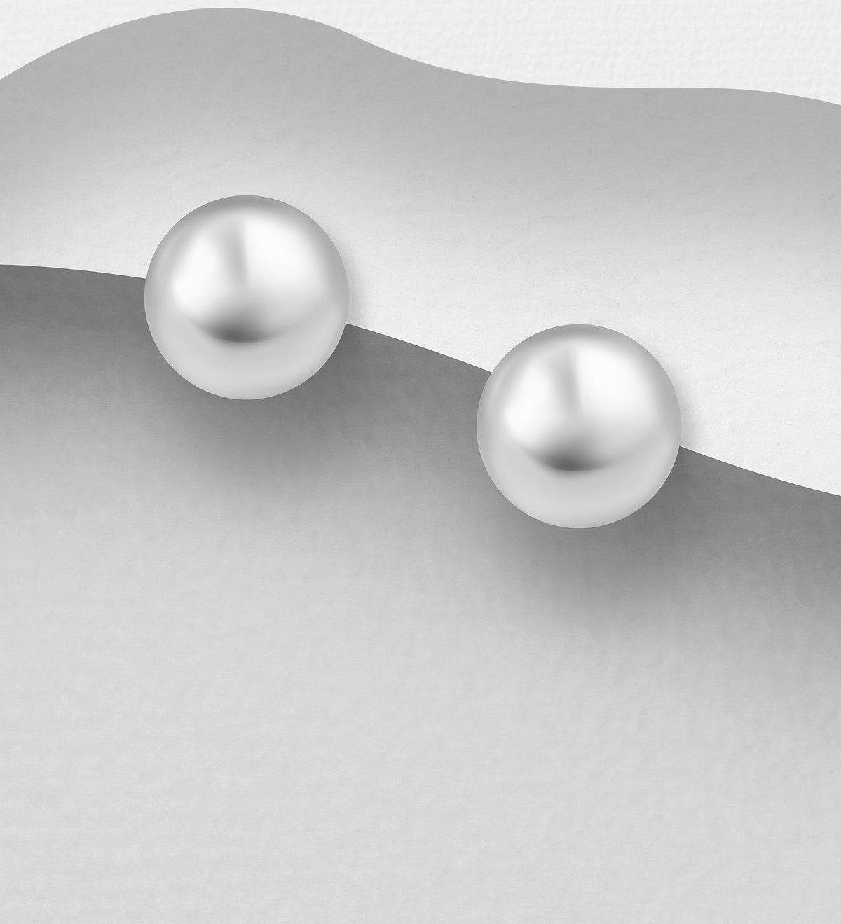 Pair of polished 925 sterling silver 8 mm ball stud earrings