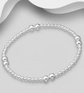 925 Sterling Silver 3mm & 5mm Ball Stretch Bracelet