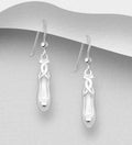 Solid 925 Sterling Silver Ballet Shoes Hook/Drop Earrings