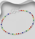 925 Sterling Silver Bracelet, Beaded with Crystal Glass