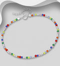 925 Sterling Silver Bracelet, Beaded with Crystal Glass