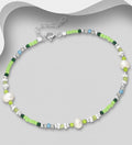 925 Sterling Silver Freshwater Pearl, Crystal Glass & Seed Bead Bracelet