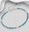 925 Sterling Silver Reconstructed Sky Blue Turquoise Beaded Bracelet