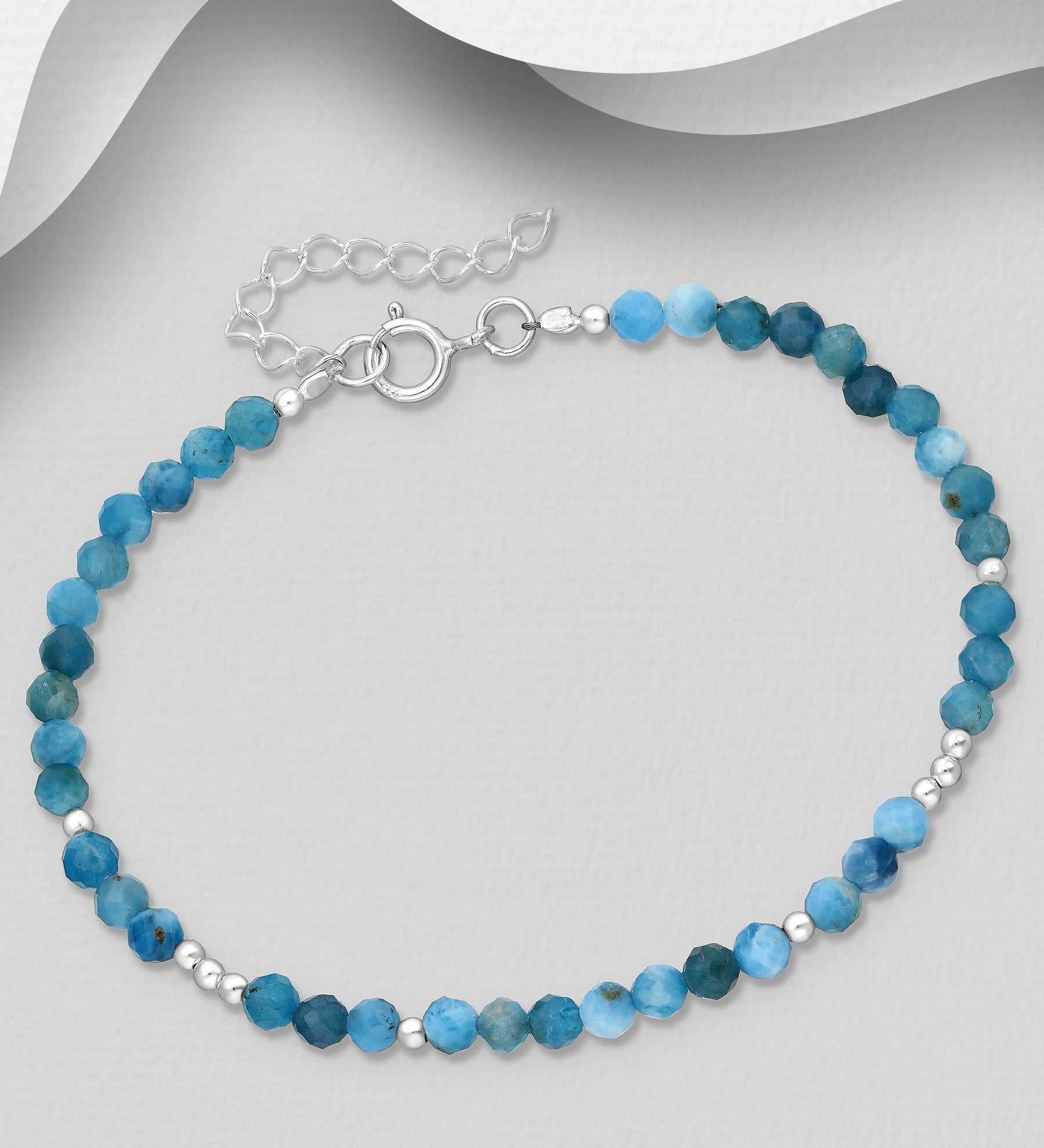 925 Sterling Silver Gemstone Beaded Bracelet