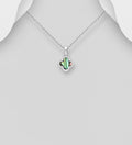 925 Sterling Silver Clover Pendant & Chain | Abalone Shell & CZ Halo