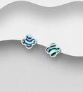 925 Sterling Silver Clover Stud Earrings, Set with Abalone Shell or Light Blue Mother of Pearl