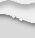 Van Cleef Inspired 925 Sterling Silver Clover Push-Back Earrings with Mother of Pearl Shell