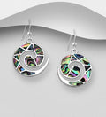 Hand Crafted Designer Solid 925 Sterling Silver Coil Hook Earrings with Abalone Shell