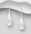 925 Sterling Silver Textured Droplet Hook Drop Earrings