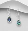 925 Sterling Silver Droplet Hook & Drop Earrings with Abalone Shell Embellishment