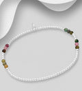 925 Sterling Silver & Multi-Colour Tourmaline Beaded Elastic Bracelet