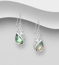 925 Sterling Silver Filigree Flower Hook Earrings with Abalone Shell