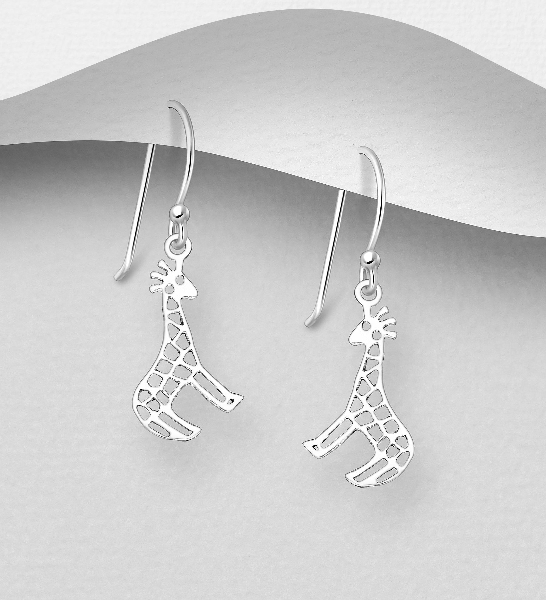 925 Sterling Silver Giraffe Hook Drop Earrings