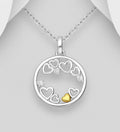 925 Sterling Silver & 18ct Yellow Gold Two Tone Heart Pendant & Chain with CZ Diamonds